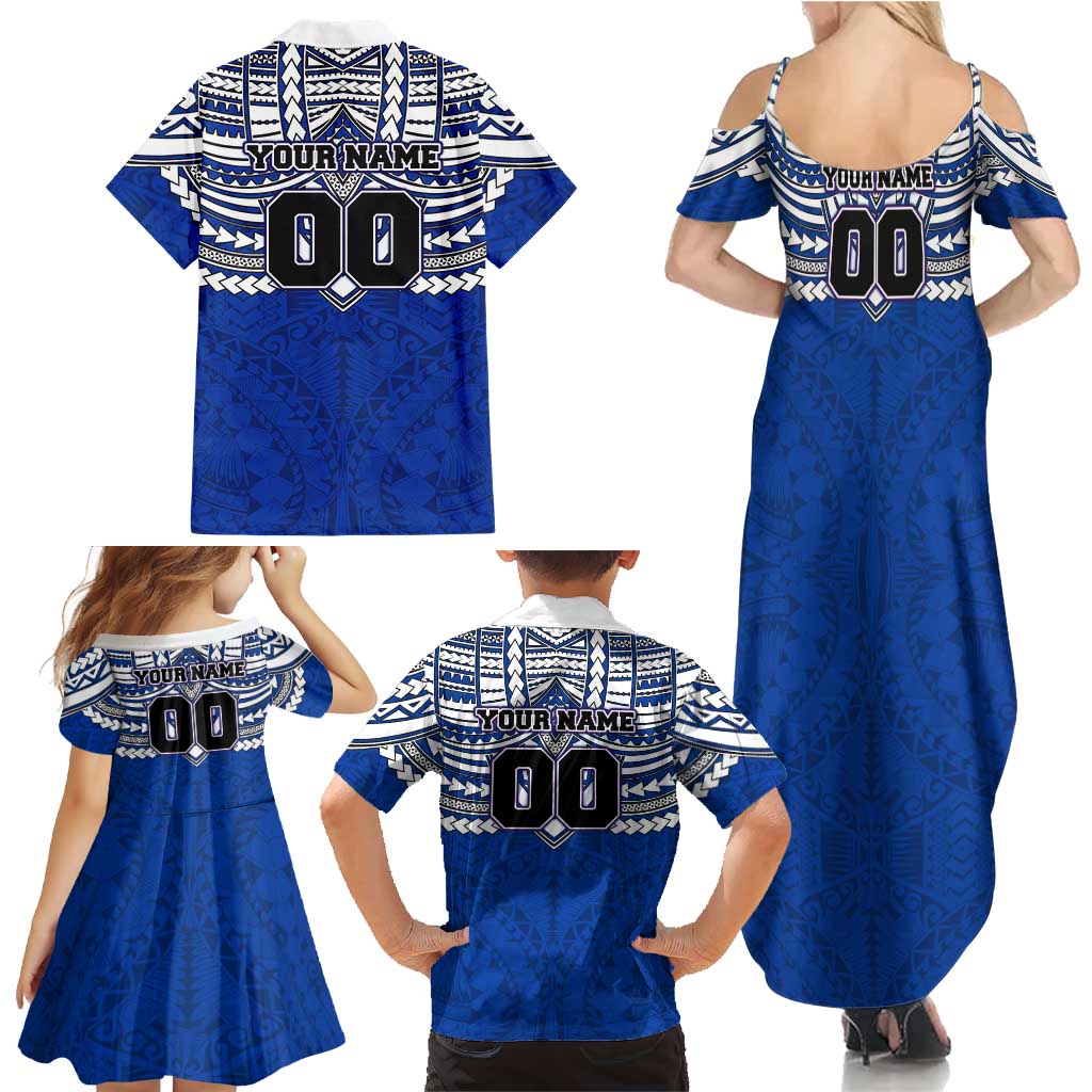 Personalized North Melbourne Kangaroos Family Matching Summer Maxi Dress and Hawaiian Shirt Polynesian Tribal Pattern Heritage Football