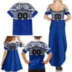Personalized North Melbourne Kangaroos Family Matching Summer Maxi Dress and Hawaiian Shirt Polynesian Tribal Pattern Heritage Football