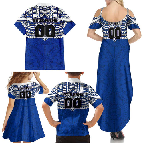 Personalized North Melbourne Kangaroos Family Matching Summer Maxi Dress and Hawaiian Shirt Polynesian Tribal Pattern Heritage Football