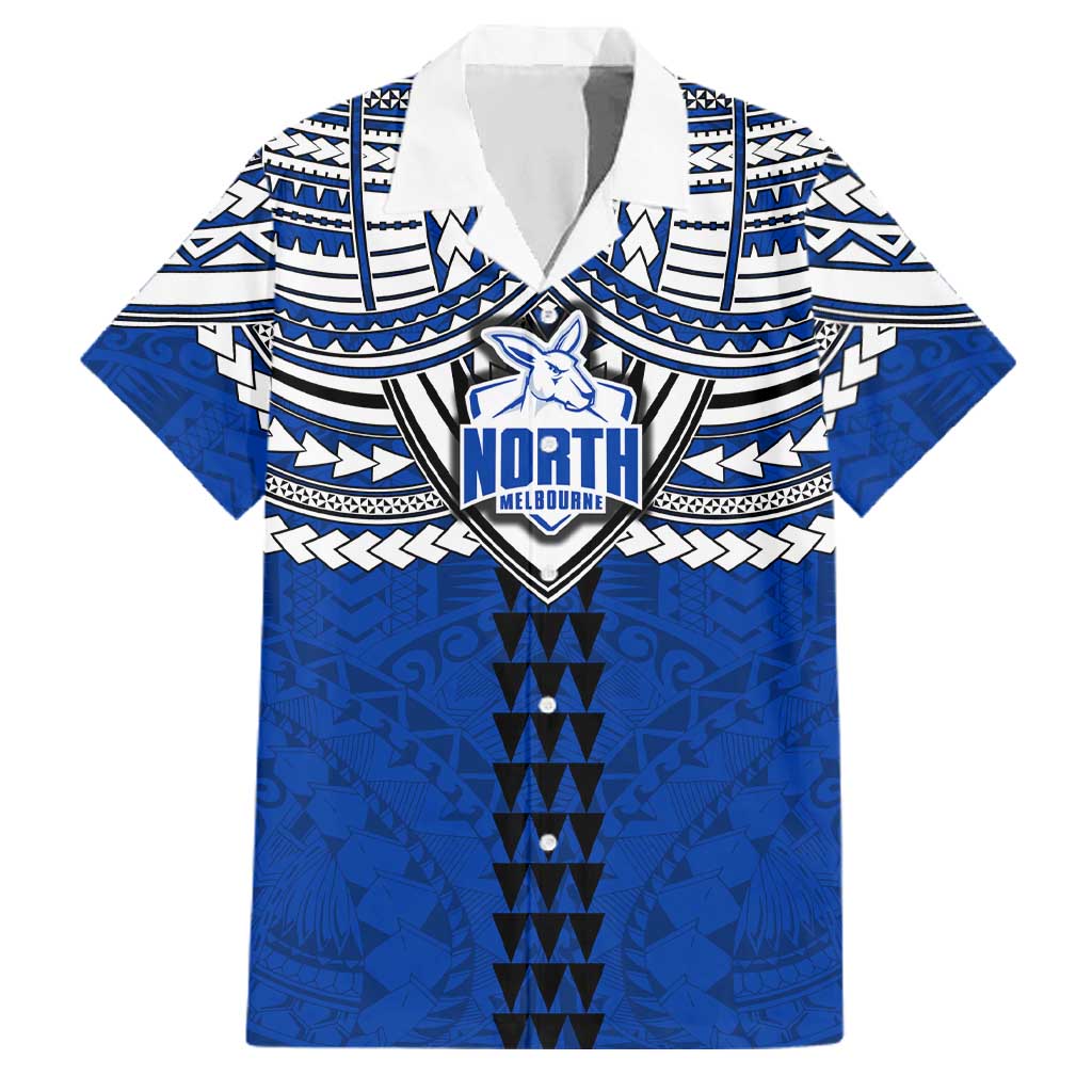Personalized North Melbourne Kangaroos Family Matching Summer Maxi Dress and Hawaiian Shirt Polynesian Tribal Pattern Heritage Football