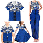 Personalized North Melbourne Kangaroos Family Matching Tank Maxi Dress and Hawaiian Shirt Polynesian Tribal Pattern Heritage Football