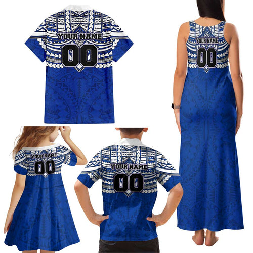 Personalized North Melbourne Kangaroos Family Matching Tank Maxi Dress and Hawaiian Shirt Polynesian Tribal Pattern Heritage Football