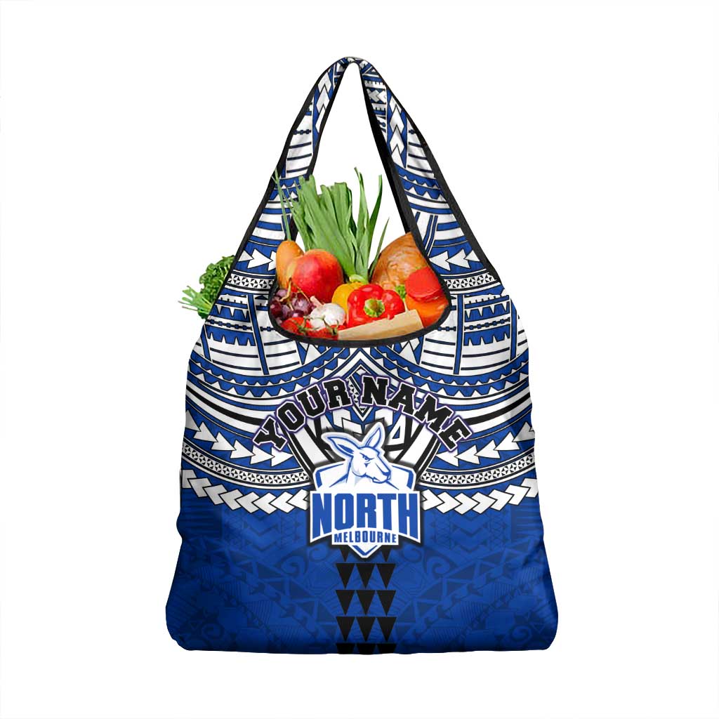 Personalized North Melbourne Kangaroos Grocery Bag Polynesian Tribal Pattern Heritage Football