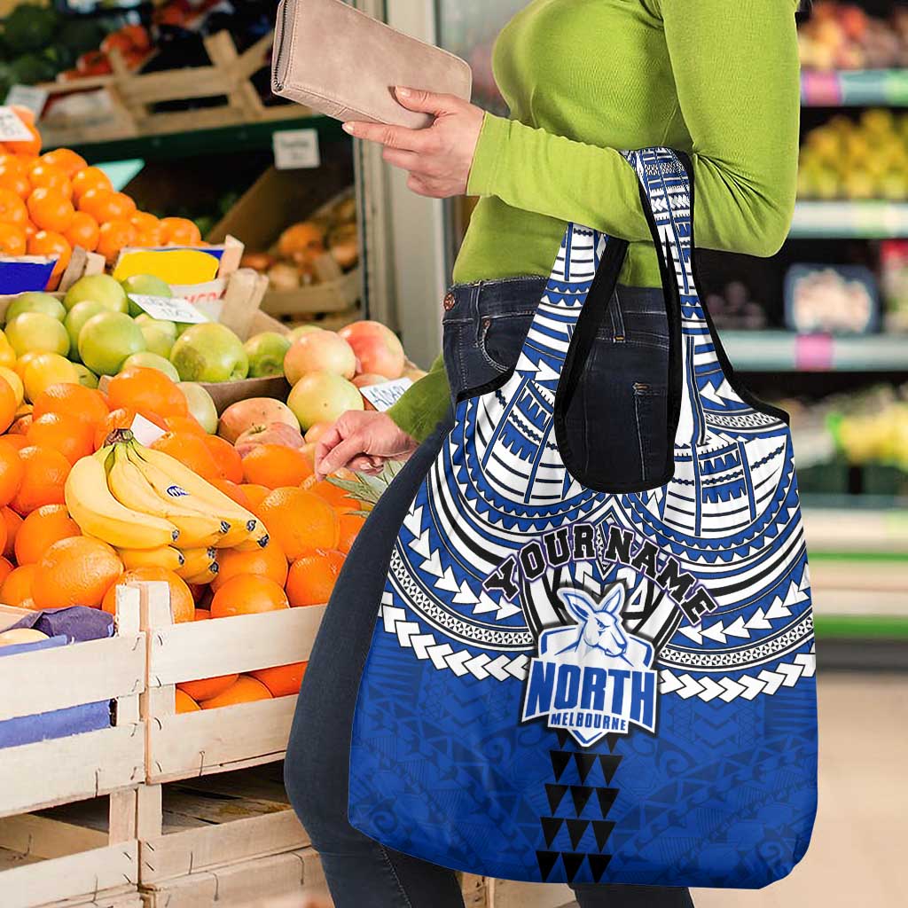 Personalized North Melbourne Kangaroos Grocery Bag Polynesian Tribal Pattern Heritage Football
