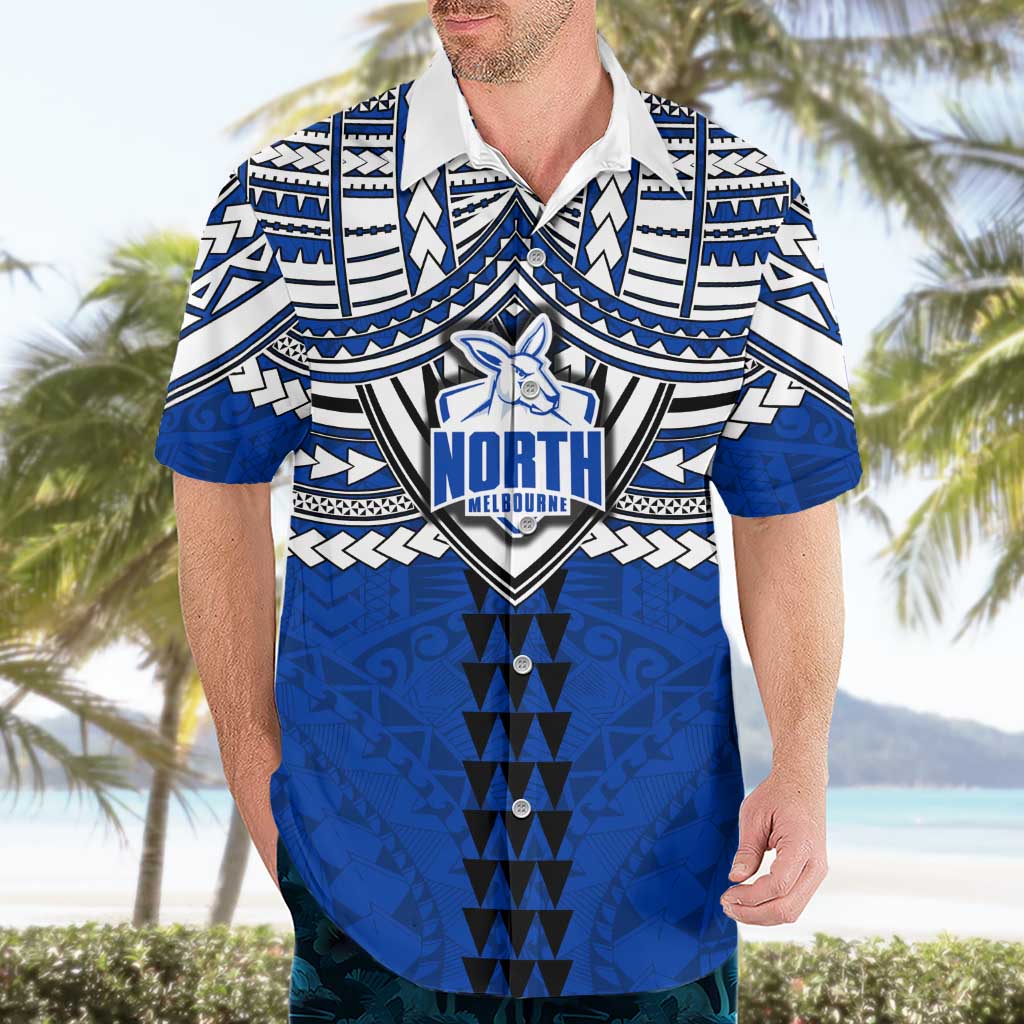 Personalized North Melbourne Kangaroos Hawaiian Shirt Polynesian Tribal Pattern Heritage Football