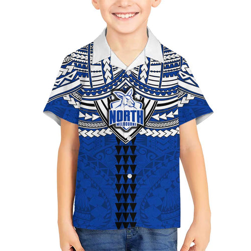 Personalized North Melbourne Kangaroos Hawaiian Shirt Polynesian Tribal Pattern Heritage Football