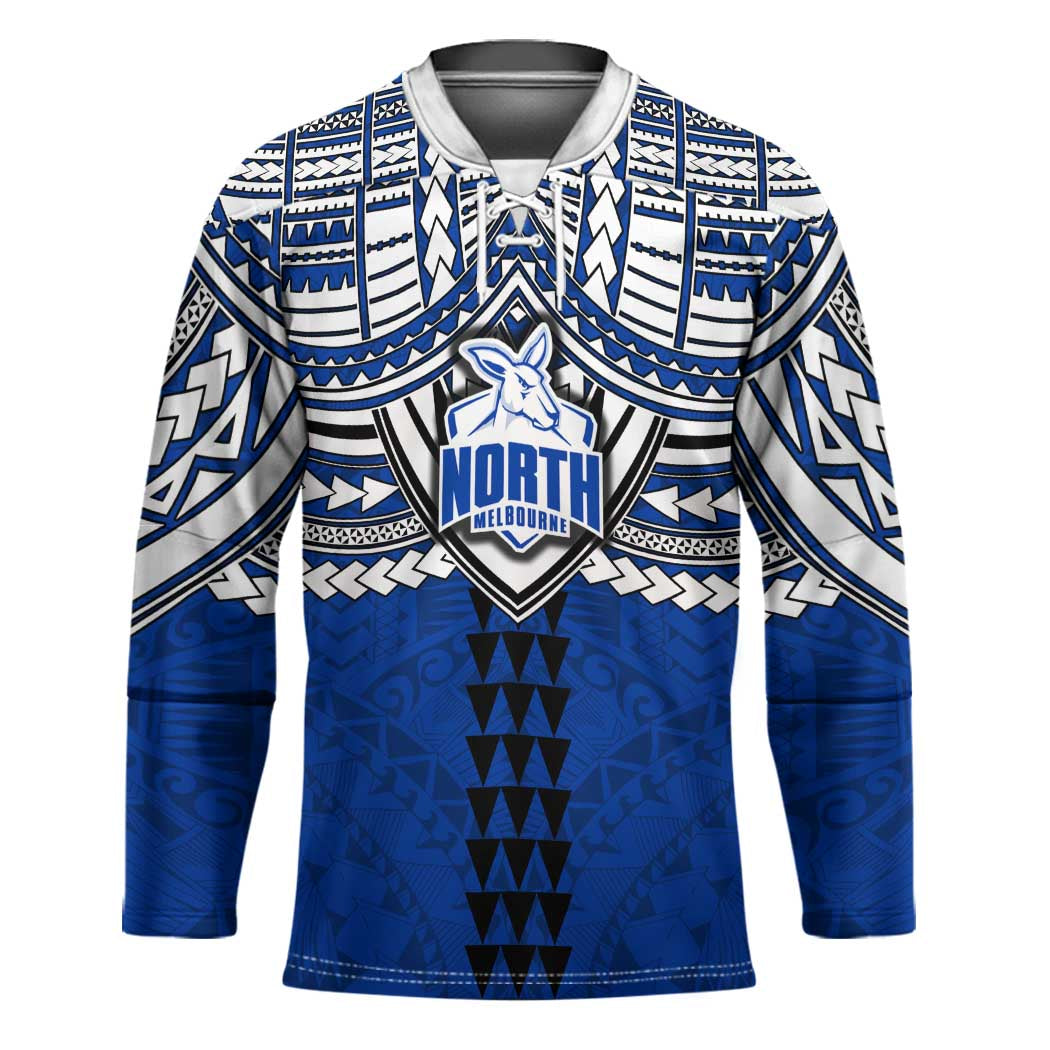Personalized North Melbourne Kangaroos Hockey Jersey Polynesian Tribal Pattern Heritage Football