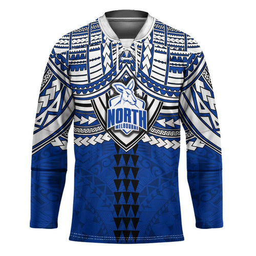 Personalized North Melbourne Kangaroos Hockey Jersey Polynesian Tribal Pattern Heritage Football