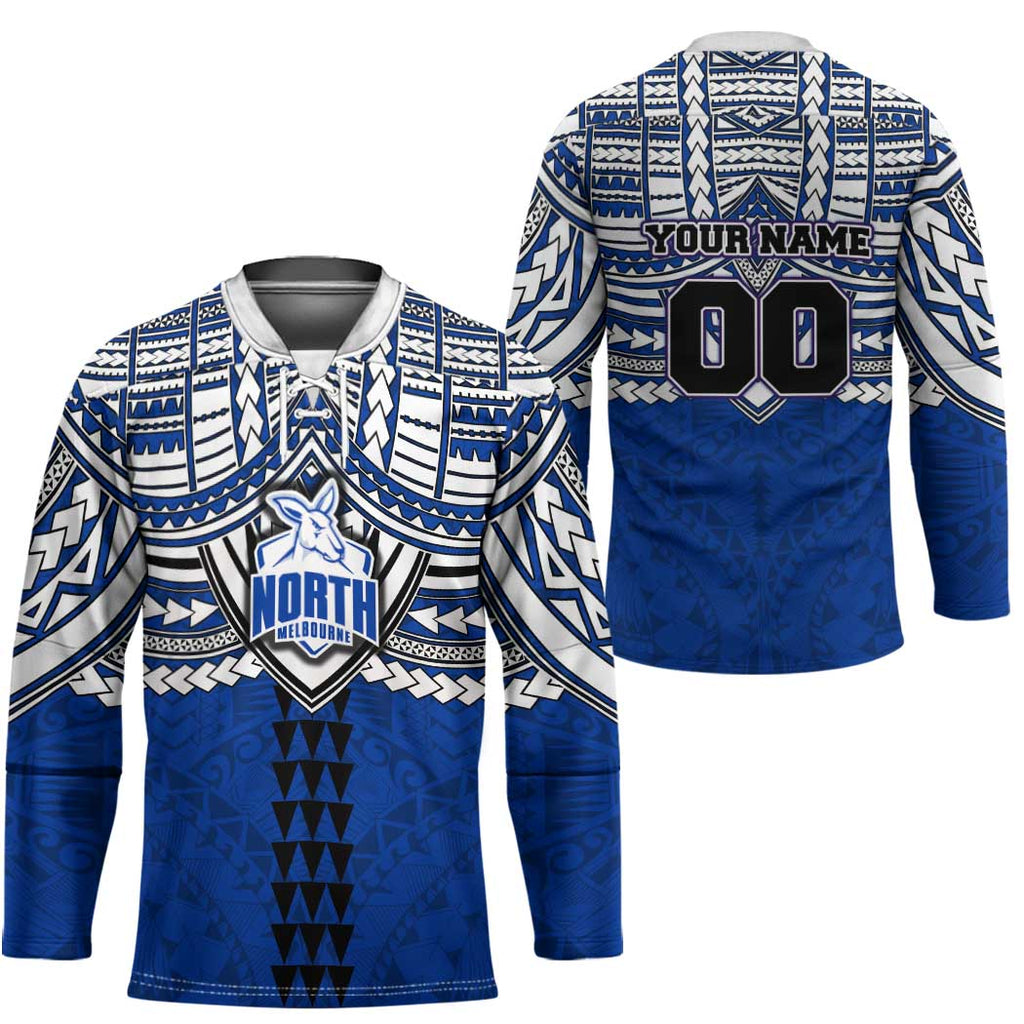 Personalized North Melbourne Kangaroos Hockey Jersey Polynesian Tribal Pattern Heritage Football