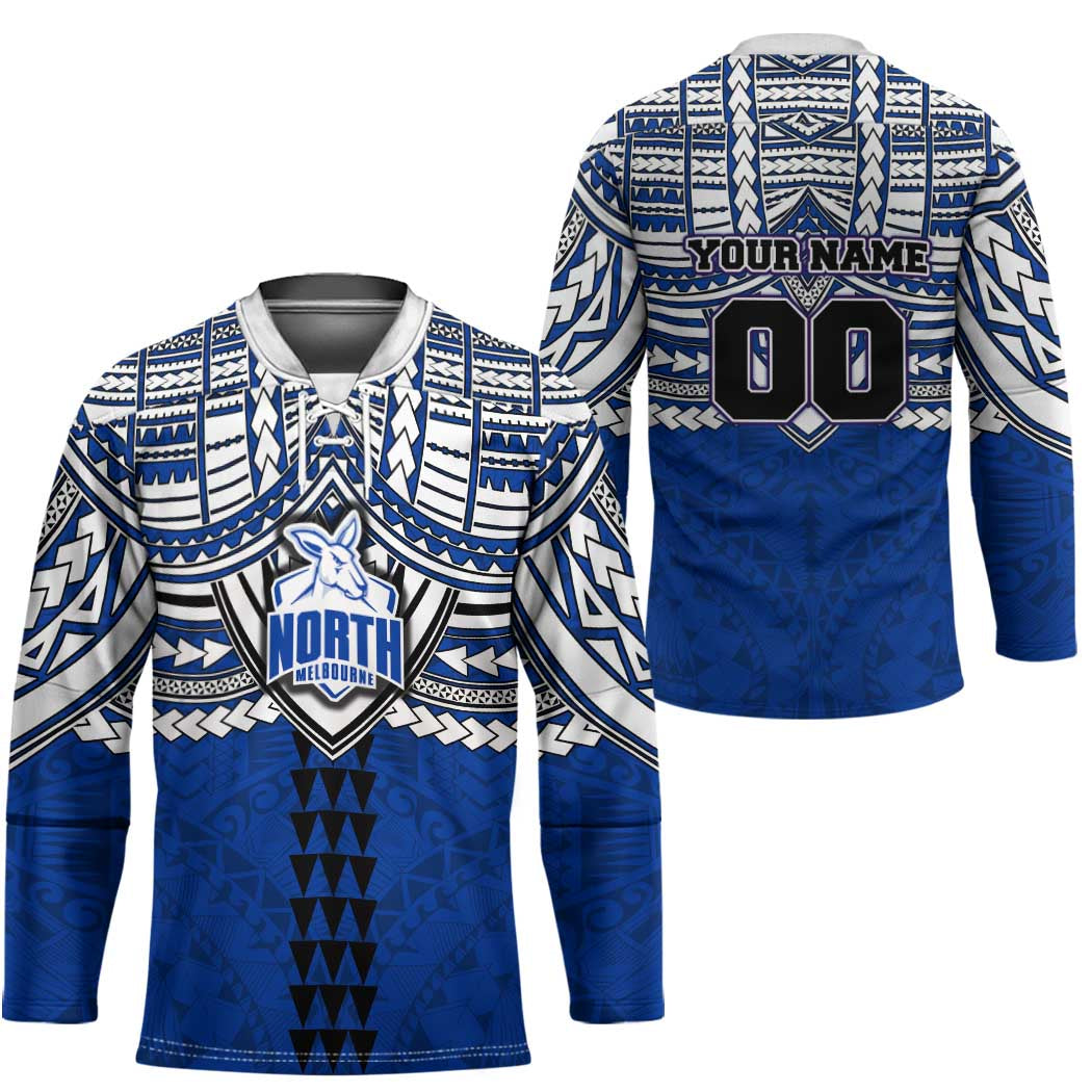 Personalized North Melbourne Kangaroos Hockey Jersey Polynesian Tribal Pattern Heritage Football