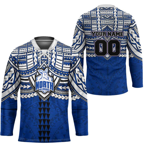 Personalized North Melbourne Kangaroos Hockey Jersey Polynesian Tribal Pattern Heritage Football