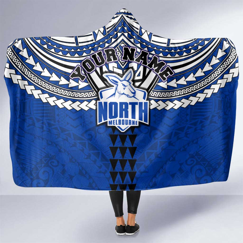 Personalized North Melbourne Kangaroos Hooded Blanket Polynesian Tribal Pattern Heritage Football