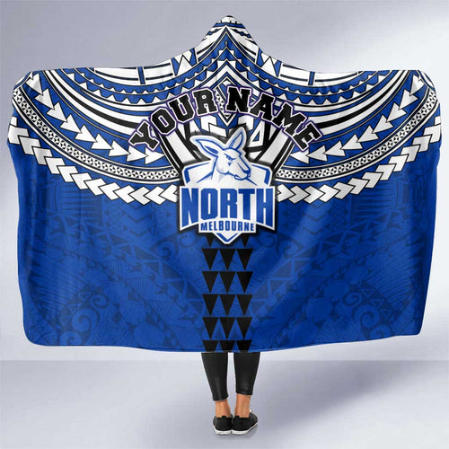 Personalized North Melbourne Kangaroos Hooded Blanket Polynesian Tribal Pattern Heritage Football