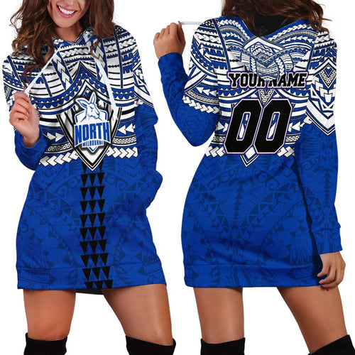 Personalized North Melbourne Kangaroos Hoodie Dress Polynesian Tribal Pattern Heritage Football