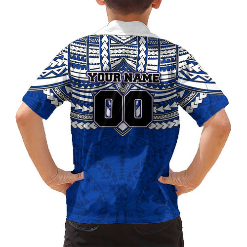 Personalized North Melbourne Kangaroos Kid Hawaiian Shirt Polynesian Tribal Pattern Heritage Football