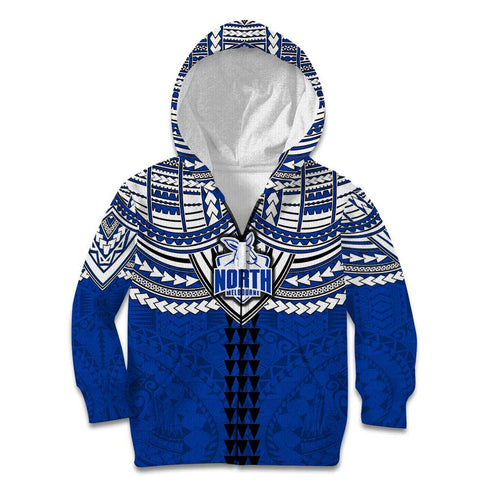 Personalized North Melbourne Kangaroos Kid Hoodie Polynesian Tribal Pattern Heritage Football