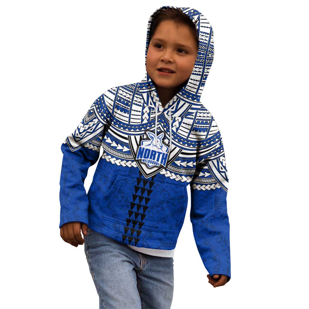 Personalized North Melbourne Kangaroos Kid Hoodie Polynesian Tribal Pattern Heritage Football