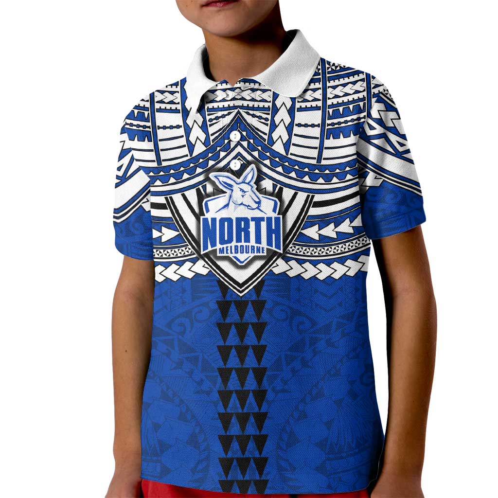 Personalized North Melbourne Kangaroos Kid Polo Shirt Polynesian Tribal Pattern Heritage Football