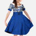 Personalized North Melbourne Kangaroos Kid Short Sleeve Dress Polynesian Tribal Pattern Heritage Football