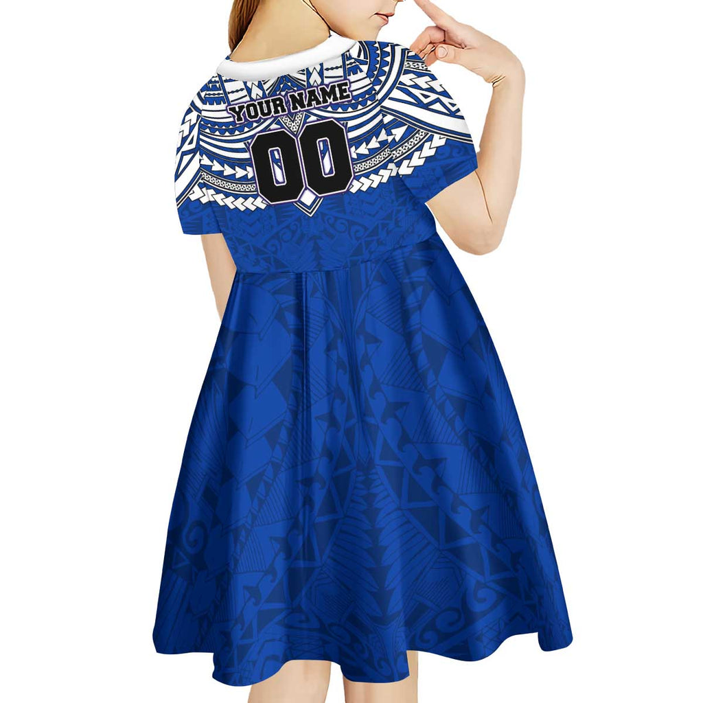 Personalized North Melbourne Kangaroos Kid Short Sleeve Dress Polynesian Tribal Pattern Heritage Football