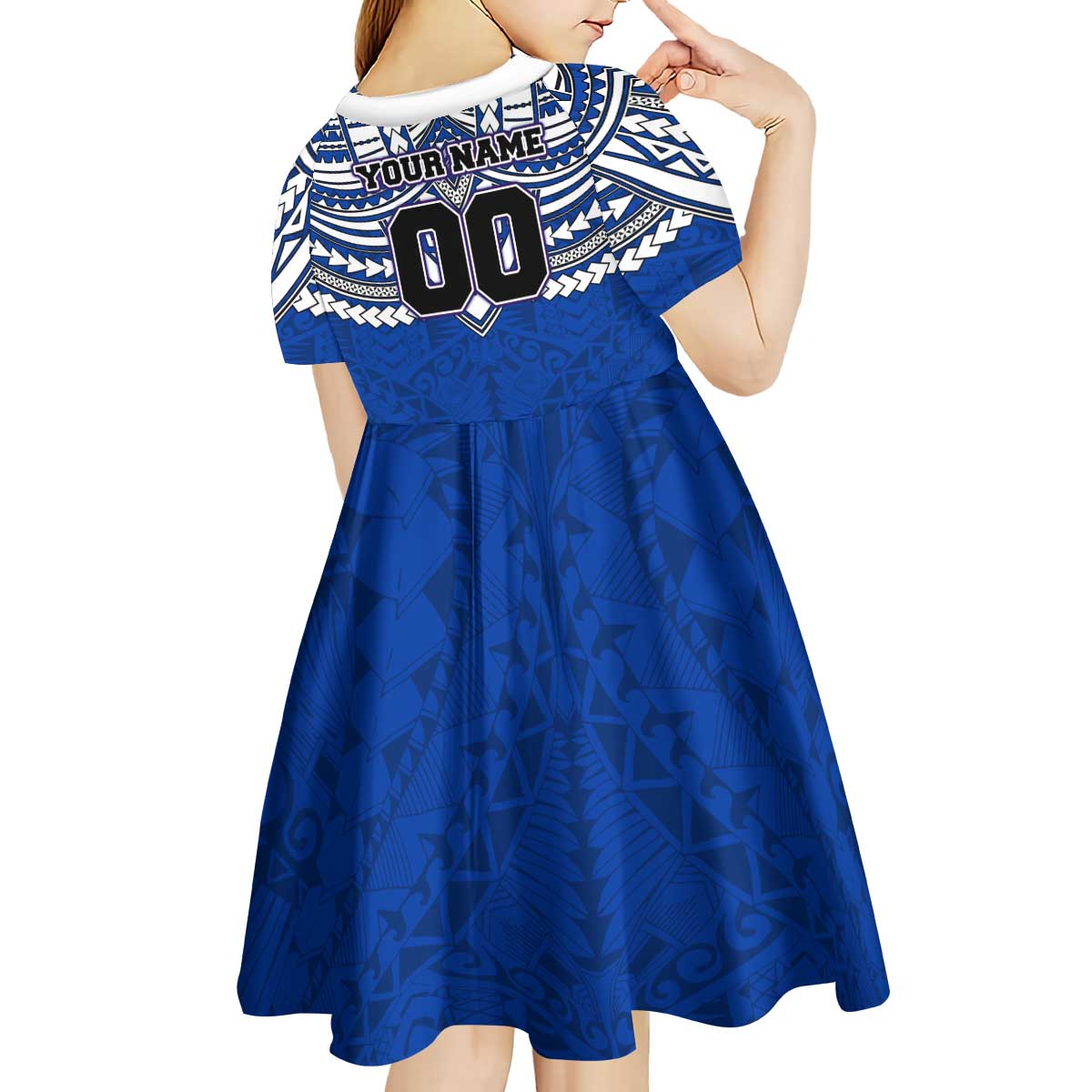 Personalized North Melbourne Kangaroos Kid Short Sleeve Dress Polynesian Tribal Pattern Heritage Football