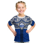 Personalized North Melbourne Kangaroos Kid T Shirt Polynesian Tribal Pattern Heritage Football