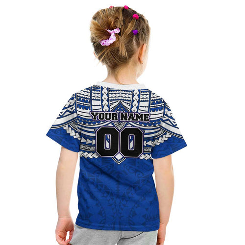 Personalized North Melbourne Kangaroos Kid T Shirt Polynesian Tribal Pattern Heritage Football