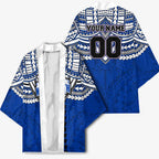 Personalized North Melbourne Kangaroos Kimono Polynesian Tribal Pattern Heritage Football