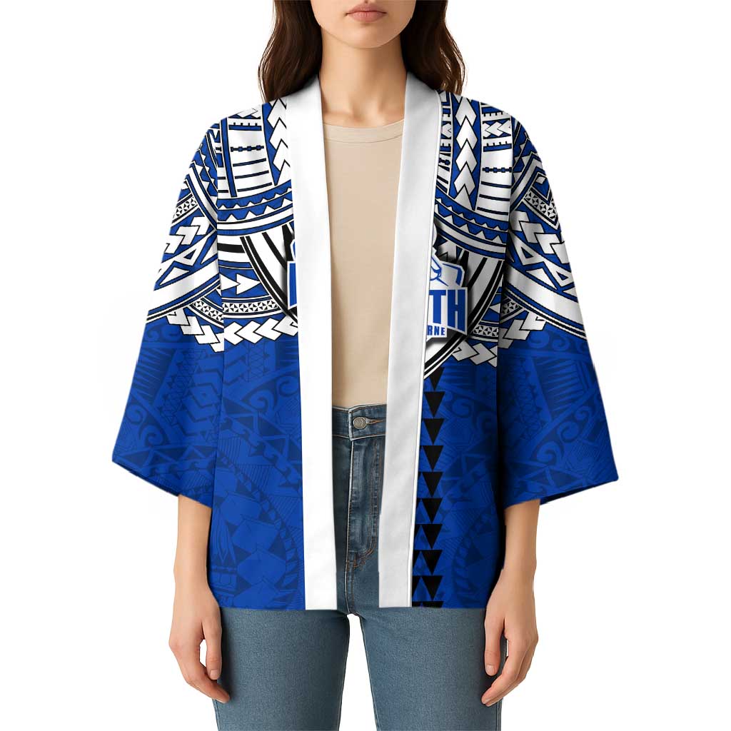 Personalized North Melbourne Kangaroos Kimono Polynesian Tribal Pattern Heritage Football