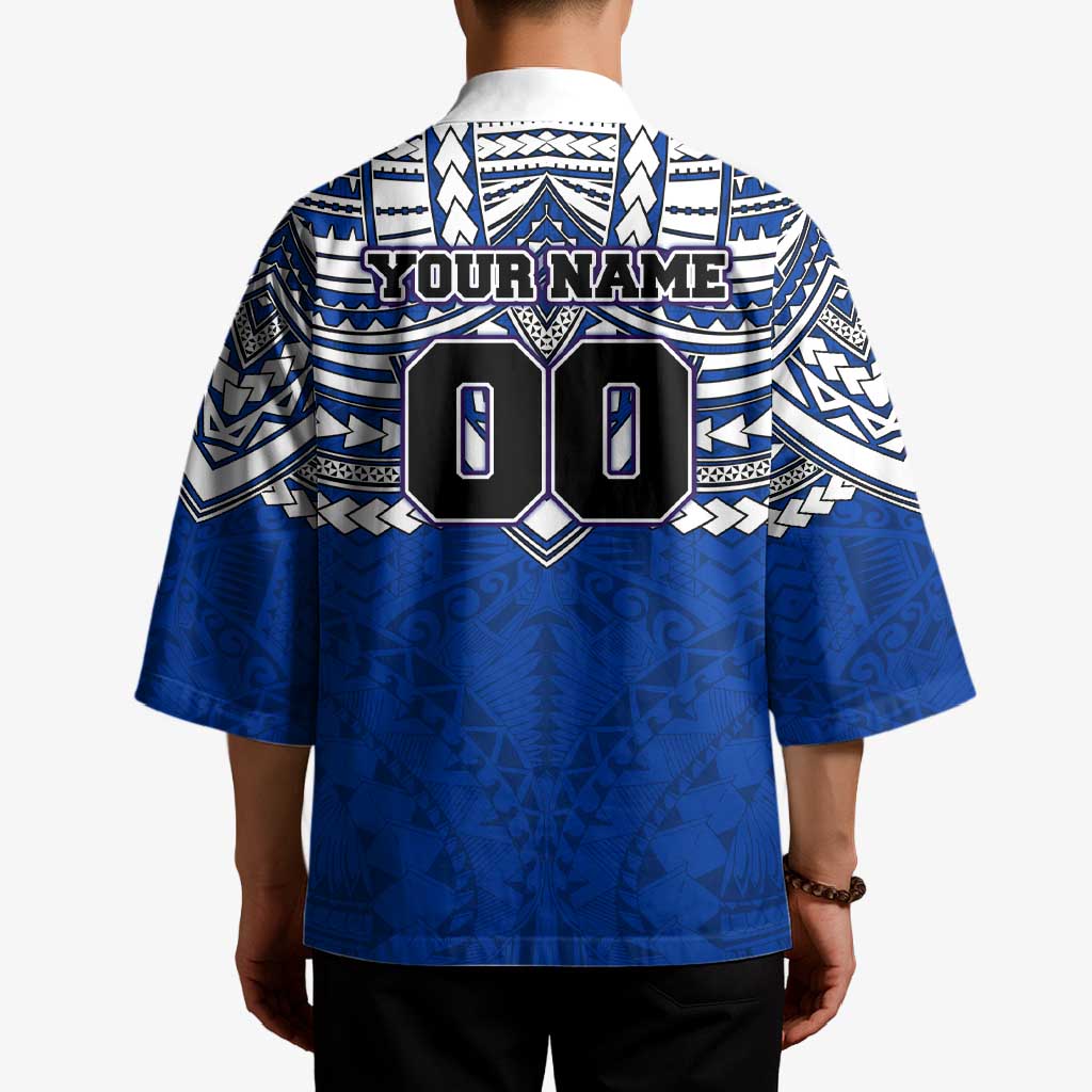 Personalized North Melbourne Kangaroos Kimono Polynesian Tribal Pattern Heritage Football
