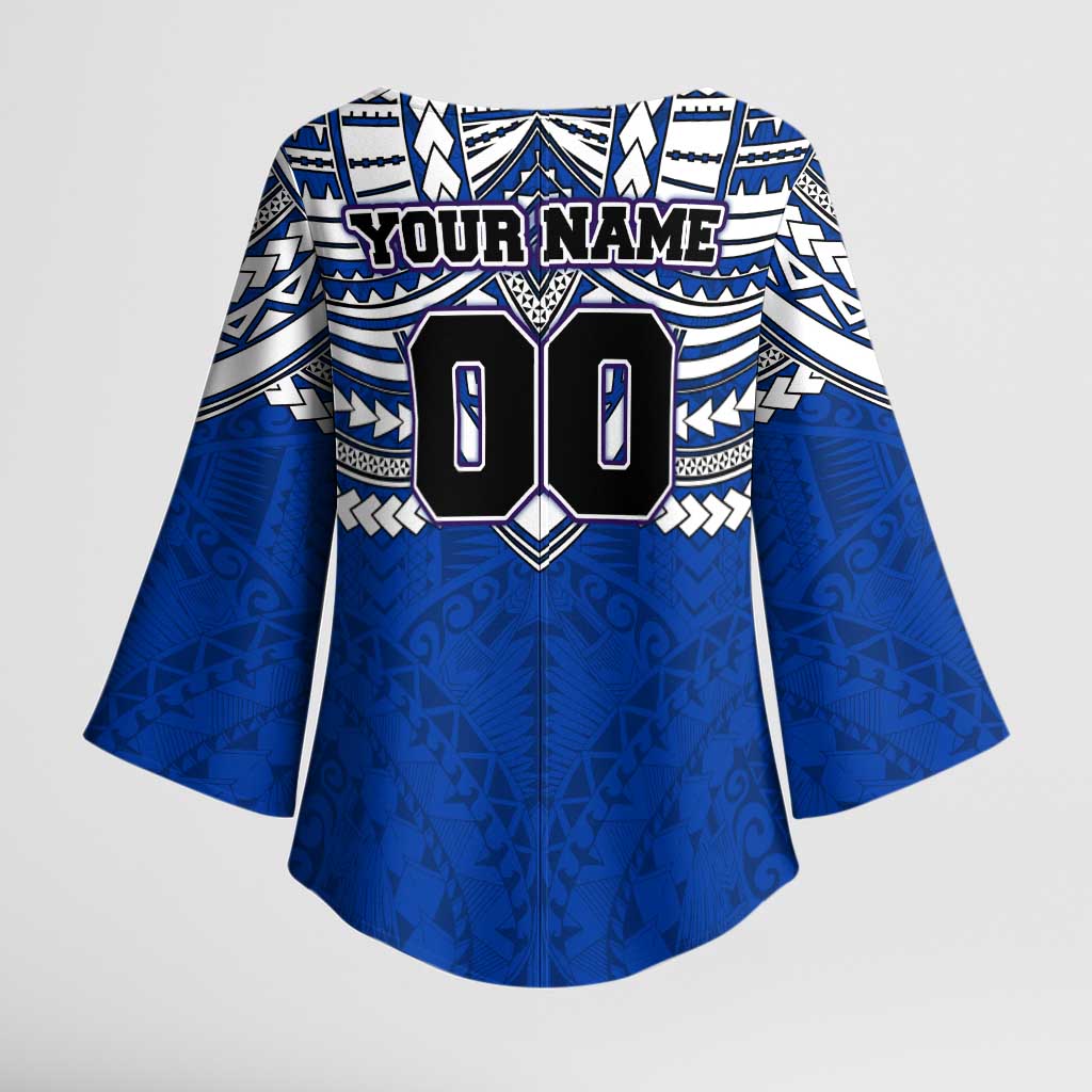 Personalized North Melbourne Kangaroos Kimono Sleeve Blouse Polynesian Tribal Pattern Heritage Football