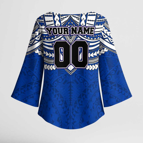Personalized North Melbourne Kangaroos Kimono Sleeve Blouse Polynesian Tribal Pattern Heritage Football