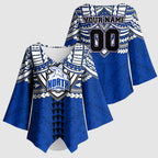 Personalized North Melbourne Kangaroos Kimono Sleeve Blouse Polynesian Tribal Pattern Heritage Football
