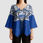Personalized North Melbourne Kangaroos Kimono Sleeve Blouse Polynesian Tribal Pattern Heritage Football