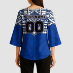 Personalized North Melbourne Kangaroos Kimono Sleeve Blouse Polynesian Tribal Pattern Heritage Football
