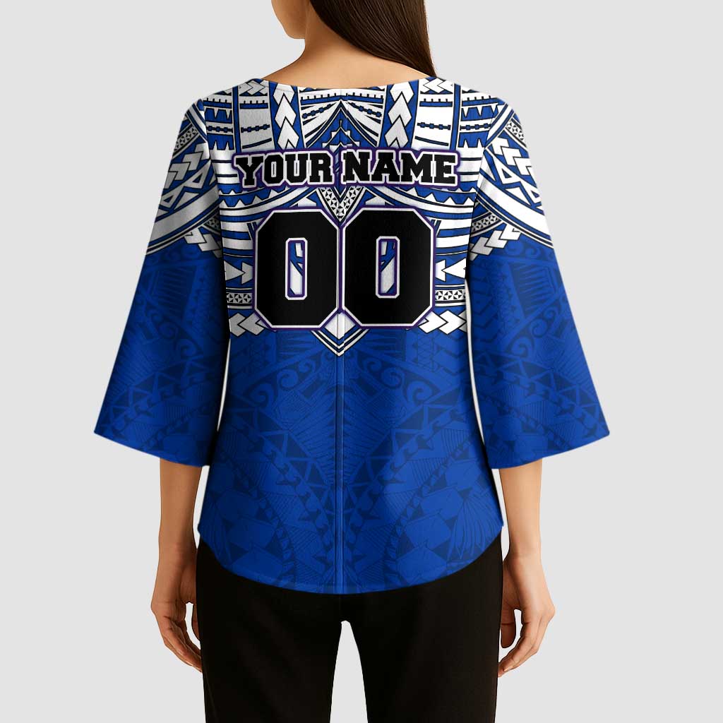 Personalized North Melbourne Kangaroos Kimono Sleeve Blouse Polynesian Tribal Pattern Heritage Football