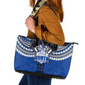 Personalized North Melbourne Kangaroos Leather Tote Bag Polynesian Tribal Pattern Heritage Football