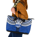 Personalized North Melbourne Kangaroos Leather Tote Bag Polynesian Tribal Pattern Heritage Football
