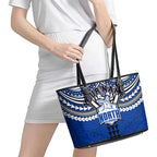 Personalized North Melbourne Kangaroos Leather Tote Bag Polynesian Tribal Pattern Heritage Football