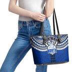Personalized North Melbourne Kangaroos Leather Tote Bag Polynesian Tribal Pattern Heritage Football