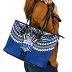 Personalized North Melbourne Kangaroos Leather Tote Bag Polynesian Tribal Pattern Heritage Football