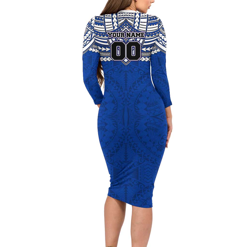 Personalized North Melbourne Kangaroos Long Sleeve Bodycon Dress Polynesian Tribal Pattern Heritage Football