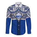 Personalized North Melbourne Kangaroos Long Sleeve Button Shirt Polynesian Tribal Pattern Heritage Football