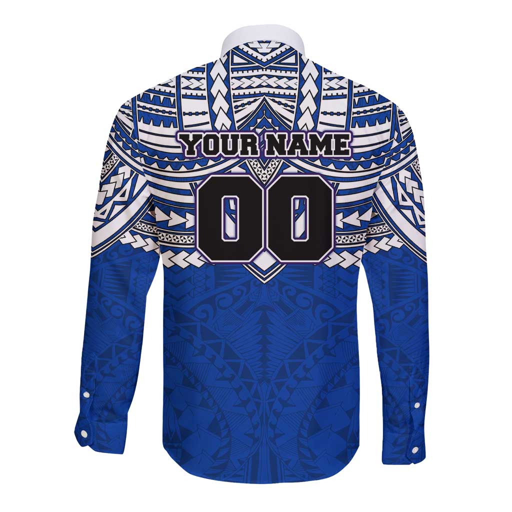 Personalized North Melbourne Kangaroos Long Sleeve Button Shirt Polynesian Tribal Pattern Heritage Football