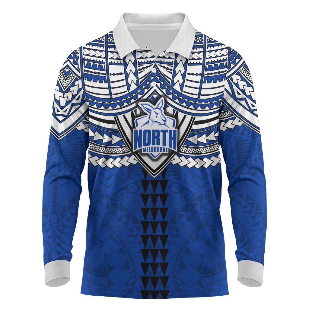 Personalized North Melbourne Kangaroos Long Sleeve Polo Shirt Polynesian Tribal Pattern Heritage Football