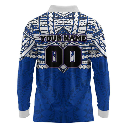 Personalized North Melbourne Kangaroos Long Sleeve Polo Shirt Polynesian Tribal Pattern Heritage Football