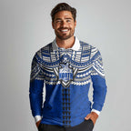 Personalized North Melbourne Kangaroos Long Sleeve Polo Shirt Polynesian Tribal Pattern Heritage Football