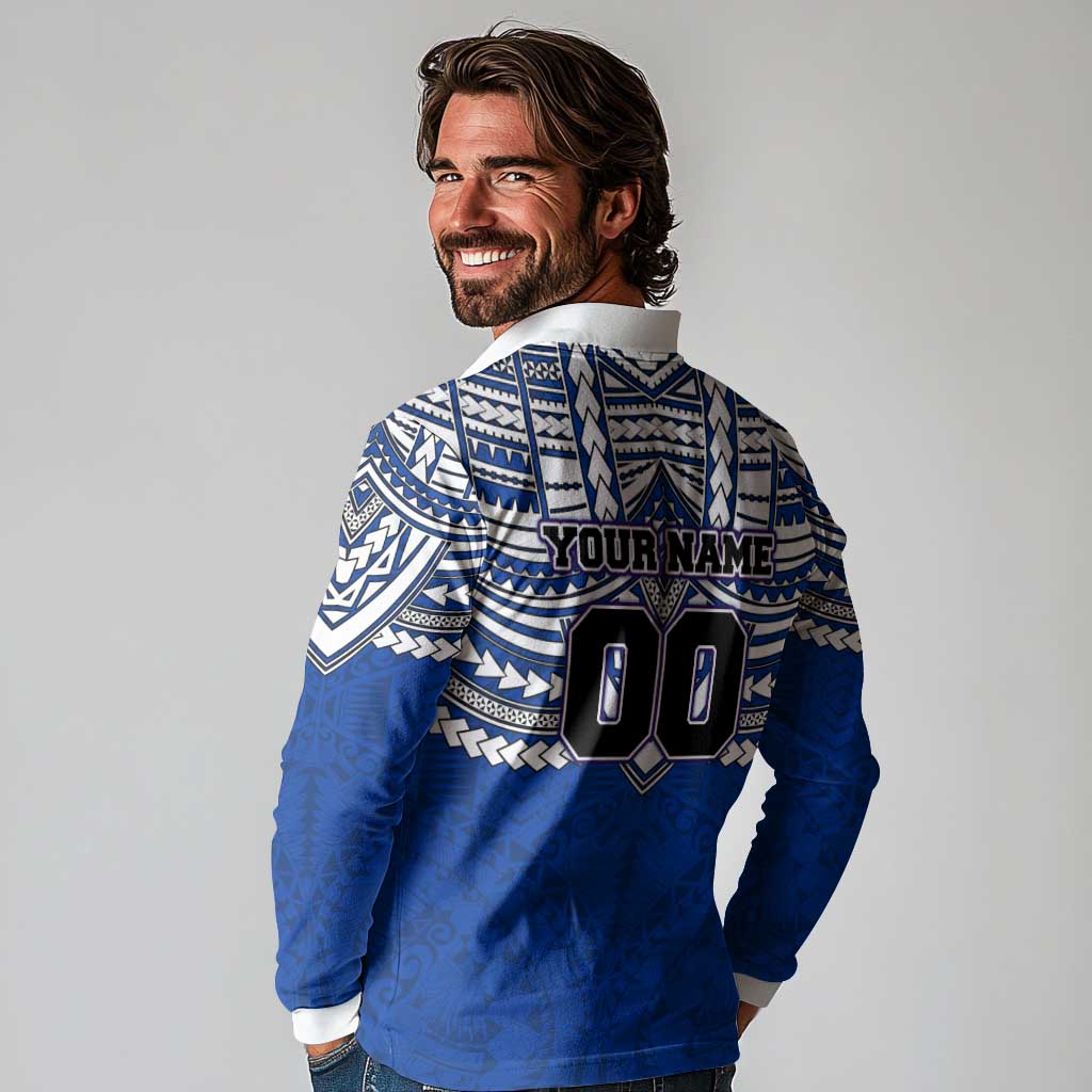 Personalized North Melbourne Kangaroos Long Sleeve Polo Shirt Polynesian Tribal Pattern Heritage Football