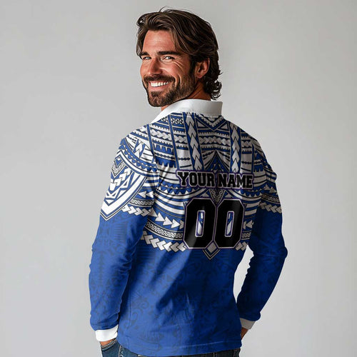 Personalized North Melbourne Kangaroos Long Sleeve Polo Shirt Polynesian Tribal Pattern Heritage Football