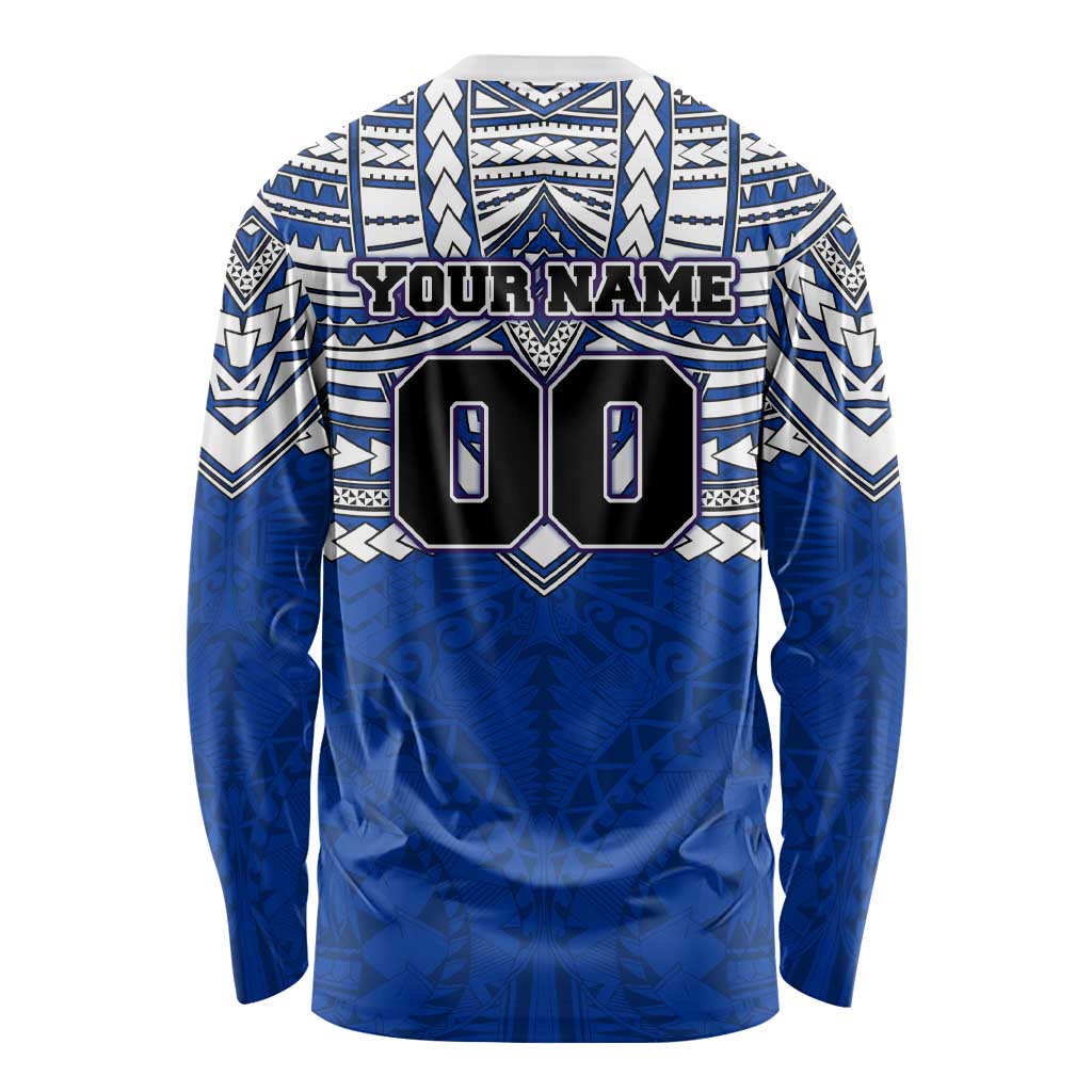 Personalized North Melbourne Kangaroos Long Sleeve Shirt Polynesian Tribal Pattern Heritage Football
